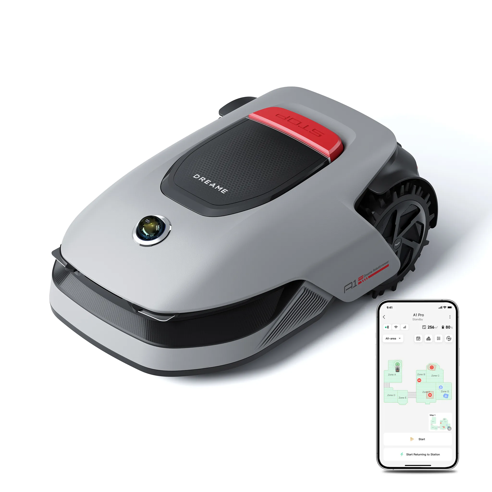 Dreame Intelligenter Mähroboter A1 Pro, Drahtloser Umfang Mähroboter, App-Steuerung, Intuitive Zonenverwaltung, Intelligente Hindernisvermeidung