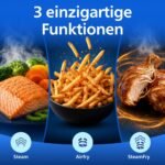 Philips Steam Airfryer 5000 Megabasket Heißluftfritteuse, Silber, 9,5 L – Bild 3