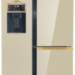 Kaiser Side-by-Side Kühlschrank KS 90300 ElfAD Bio • Art Deco Kühl-Gefrierkombination 538L • No Frost • Fresh ICE System • Inverter-Kompressor • Elfenbein Glas Antique Gold