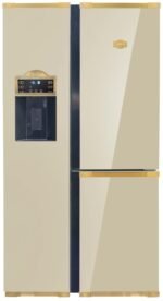 Kaiser Side-by-Side Kühlschrank KS 90300 ElfAD Bio • Art Deco Kühl-Gefrierkombination 538L • No Frost • Fresh ICE System • Inverter-Kompressor • Elfenbein Glas Antique Gold