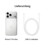 Apple iPhone 17 Pro Max 256 GB: 6,9" Display mit ProMotion, A19 Pro Chip, beste Batterielaufzeit, die es je in einem iPhone gab, Pro Fusion Kamera-System, Center Stage Frontkamera; Silber – Bild 6