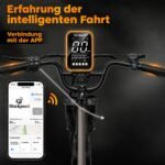 Bodywel F20 E Bike Herren Damen, 20x3.0“ E Fatbike Elektrofahrrad City Mountain,70-80km Reichweite, 48V 15Ah Akuu, 250W Heckmotor, 4,5“ LED Display, 7-Gang-Getriebe, Federgabel (Schwarz) – Bild 6