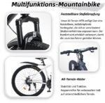 LSBIKE Mountainbike 24/26/27.5/29 Zoll, 21 Gang Schaltung MTB Fahrrad, All-Terrain Mountain Bike mit Doppelscheibenbremse und Gabelfederung, Outdoor Fahrräder mit Wasserflaschenhalter (Grau, 24 Zoll) – Bild 5