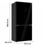 HEINNER HSBS-M515MDINVHGBKE++ Side-by-Side Kühl-Gefrierkombination, 515 L, No Frost, Inverter-Kompressor, Energieklasse E, Touch-Display, Vario Temp, Super Cooling, Super Freezing, Schwarzes Glas – Bild 2