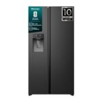 Hisense RS5P528STFE Side-by-Side mit Eis-, Crushed- und Wasserspender/ 528L/ Wassertank/ConnectLife/Supercool/Big Box/Flat Duct/XXL Türfach/BxHxT: 91,1×178,6×61,5cm/ Schwarz [Energieklasse E]