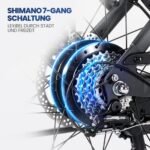 GEBIKE E Bike Damen Herren, 26 Zoll Elektrofahrrad bis zu 90 km Reichweite, 250W Motor 55 Nm, 36V 13Ah Akku, Shimano 7-Gang Schaltung,Scheibenbremsen, für Pendeln, Einkaufen und Freizeit - Grau – Bild 5