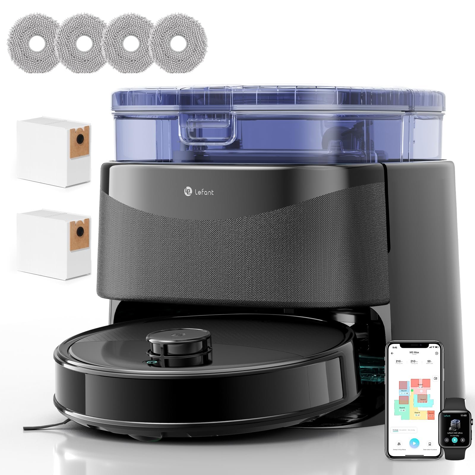 711A4Mq08oL Lefant Saugroboter mit Wischfunktion 23000Pa 75°C Heißwasser-Moppwäsche – Bild 1