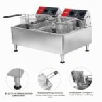 CROSSON 12L Elektrische Fritteuse mit doppeltem Tank und rotierendem Fritteusenkopf, 30-Minuten-Timer, EGO-Thermostat, Aufsatzfritteuse für den gewerblichen Gebrauch – Bild 6