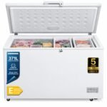 HEINNER HCF‑HM371CE++ – Gefriertruhe 371 L – Energieeffizienzklasse E – Elektronische Steuerung, Schnellgefrierfunktion, LED‑Innenbeleuchtung & Display, Weiß – 5 Jahre Garantie