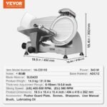 VEVOR Kommerzieller Fleischschneider Allesschneider 340 W, Elektrische Aufschnittmaschine Lebensmittelschneider mit 25,4 cm-Kohlenstoffstahlklinge, 0–15 mm Einstellbare Dicke für Fleisch, Käse, Gemüse – Bild 7