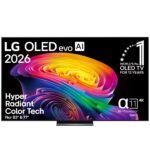 LG OLED77C6ELB 4K OLED Evo AI TV, 77 Zoll, α11 Gen3 Prozessor, webOS 26, 120Hz, VRR bis zu 165Hz, Modelljahr 2026, Energieklasse E