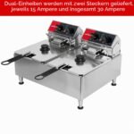 CROSSON 12L Elektrische Fritteuse mit doppeltem Tank und rotierendem Fritteusenkopf, 30-Minuten-Timer, EGO-Thermostat, Aufsatzfritteuse für den gewerblichen Gebrauch – Bild 3