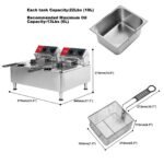 CROSSON 12L Elektrische Fritteuse mit doppeltem Tank und rotierendem Fritteusenkopf, 30-Minuten-Timer, EGO-Thermostat, Aufsatzfritteuse für den gewerblichen Gebrauch – Bild 5