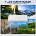18000 BTU Split Inverter Anlage 3,5 kW Kühlen & Heizen | A++ Effizienz, R32, WiFi App Steuerung, leise | Bis 105 qm Nutzfläche, mit sämtlichem Montagezubehör – Bild 2