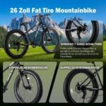 LSBIKE 26 Zoll Erwachsene Mountainbike, Männer und Frauen 7-Gang Schaltung Antriebssystem Mountainbikes, Doppelscheibenbremsen 26*4 Zoll Dicke Reifen Fahrrad, Schwere MTB Fahrräder mit Frontfederung – Bild 3