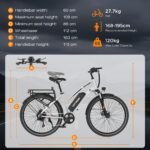 HITWAY 28" E-Bike, Elektrofahrrad Trekkingrad mit 36V 13Ah Akku, bis zu 100 km Reichweite, 250W Motor, 7-Gang, Pedelec Citybike für Damen und Herren – Bild 7