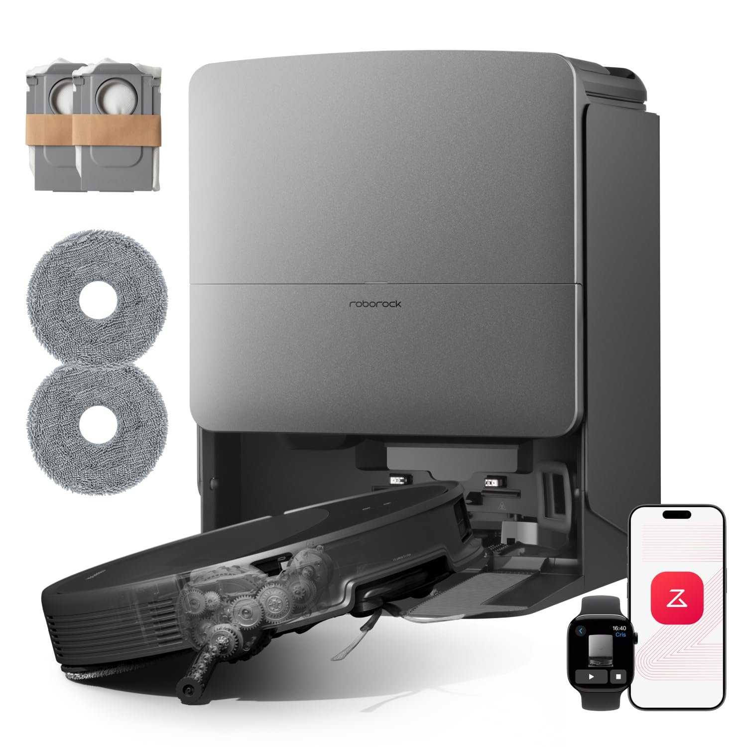 71NmaA7u5+L roborock Saros 20 Set Saugroboter mit Wischfunktion&angebbarem Wischmopp – Bild 1
