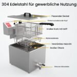 Valgus Professionelle elektrische Fritteuse aus Edelstahl 3300W 16L – Bild 3