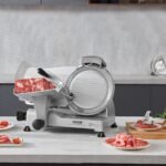 VEVOR Kommerzieller Fleischschneider Allesschneider 340 W, Elektrische Aufschnittmaschine Lebensmittelschneider mit 25,4 cm-Kohlenstoffstahlklinge, 0–15 mm Einstellbare Dicke für Fleisch, Käse, Gemüse – Bild 8