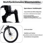 LSLIFE 24/26/27.5/29 Zoll Mountainbike 21 Geschwindigkeiten Fahrrad Leichtgewicht Aluminium Rahmen Fahrrad für Erwachsene Männer Frauen, Verriegelung Federgabel, Doppelscheibenbremse (24 Zoll Grau) – Bild 6