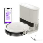 Shark Navigator Saugroboter mit beutelloser 30-Tage-Kapazität, selbstentleerender Boden, kraftvolle Saugkraft, SmartPath Navigation, selbstreinigende Bürstenrolle, für Teppiche & Hartböden, Weiß