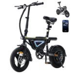 Finbike E-Bike Klapprad 14 Zoll, Elektrofahrrad mit 36V 12Ah Akku für Herren & Damen, 50KM Reichweite, 250W Motor, APP-Steuerung, Faltbares City Bike mit LED-Licht, Leicht & Kompakt für Pendler