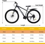LSBIKE Mountainbike 24/26/27.5/29 Zoll, 21 Gang Schaltung MTB Fahrrad, All-Terrain Mountain Bike mit Doppelscheibenbremse und Gabelfederung, Outdoor Fahrräder mit Wasserflaschenhalter (Grau, 24 Zoll) – Bild 2