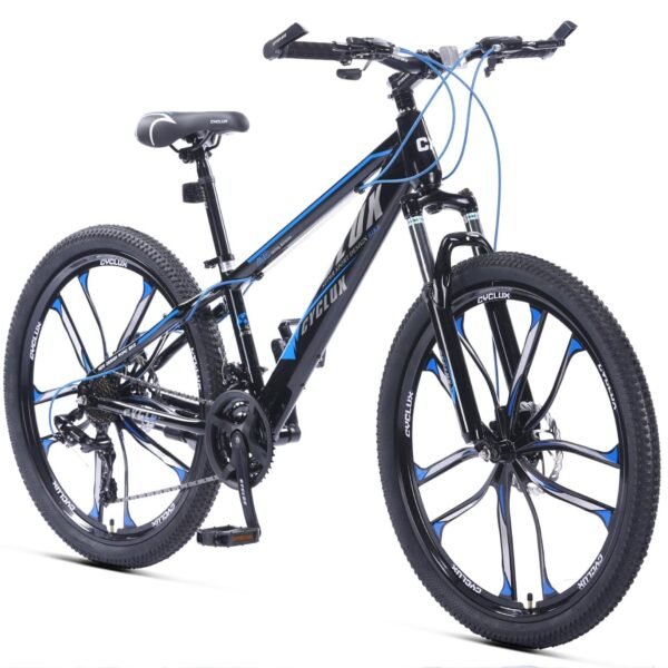 Cyclux 26 Zoll Mountainbike für Jugendliche | Für Körpergröße ca. 140–165 cm | Shimano 21-Gang Schaltung | Scheibenbremsen | Blau