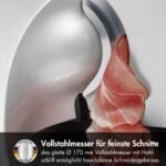 GRAEF. Master M20 - Elektrischer Allesschneider, Made in Germany, Vollstahlmesser Ø 170 mm für feinste Schnitte, Schnittstärke 0-20 mm, Kondensatormotor 170 W, Vollmetall, Schneidemaschine, Silber – Bild 4