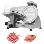 VEVOR Kommerzieller Fleischschneider Allesschneider 340 W, Elektrische Aufschnittmaschine Lebensmittelschneider mit 25,4 cm-Kohlenstoffstahlklinge, 0–15 mm Einstellbare Dicke für Fleisch, Käse, Gemüse