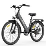 GEBIKE E Bike Damen Herren, 26 Zoll Elektrofahrrad bis zu 90 km Reichweite, 250W Motor 55 Nm, 36V 13Ah Akku, Shimano 7-Gang Schaltung,Scheibenbremsen, für Pendeln, Einkaufen und Freizeit - Grau