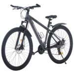 LSLIFE 24/26/27.5/29 Zoll Mountainbike 21 Geschwindigkeiten Fahrrad Leichtgewicht Aluminium Rahmen Fahrrad für Erwachsene Männer Frauen, Verriegelung Federgabel, Doppelscheibenbremse (24 Zoll Grau)