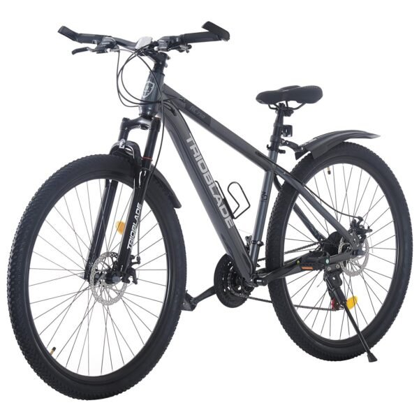LSLIFE 24/26/27.5/29 Zoll Mountainbike 21 Geschwindigkeiten Fahrrad Leichtgewicht Aluminium Rahmen Fahrrad für Erwachsene Männer Frauen, Verriegelung Federgabel, Doppelscheibenbremse (24 Zoll Grau)
