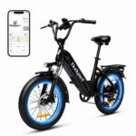 Bodywel F20 E Bike Herren Damen, 20x3.0“ E Fatbike Elektrofahrrad City Mountain,70-80km Reichweite, 48V 15Ah Akuu, 250W Heckmotor, 4,5“ LED Display, 7-Gang-Getriebe, Federgabel (Schwarz)
