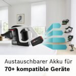 Bosch Akku-Staubsauger Unlimited Gen2 Serie 8 BSS825ALL, beutellos, bis 45 Min Laufzeit, austauschbarer Akku, Schnellladegerät, Hartboden-Softdüse mit LED, XXL-Polsterdüse, Fugendüse, weiß – Bild 8