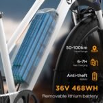 HITWAY 28" E-Bike, Elektrofahrrad Trekkingrad mit 36V 13Ah Akku, bis zu 100 km Reichweite, 250W Motor, 7-Gang, Pedelec Citybike für Damen und Herren – Bild 3