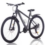 LSBIKE Mountainbike 24/26/27.5/29 Zoll, 21 Gang Schaltung MTB Fahrrad, All-Terrain Mountain Bike mit Doppelscheibenbremse und Gabelfederung, Outdoor Fahrräder mit Wasserflaschenhalter (Grau, 24 Zoll)