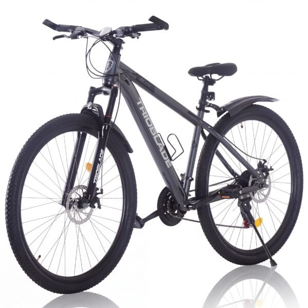 LSBIKE Mountainbike 24/26/27.5/29 Zoll, 21 Gang Schaltung MTB Fahrrad, All-Terrain Mountain Bike mit Doppelscheibenbremse und Gabelfederung, Outdoor Fahrräder mit Wasserflaschenhalter (Grau, 24 Zoll)