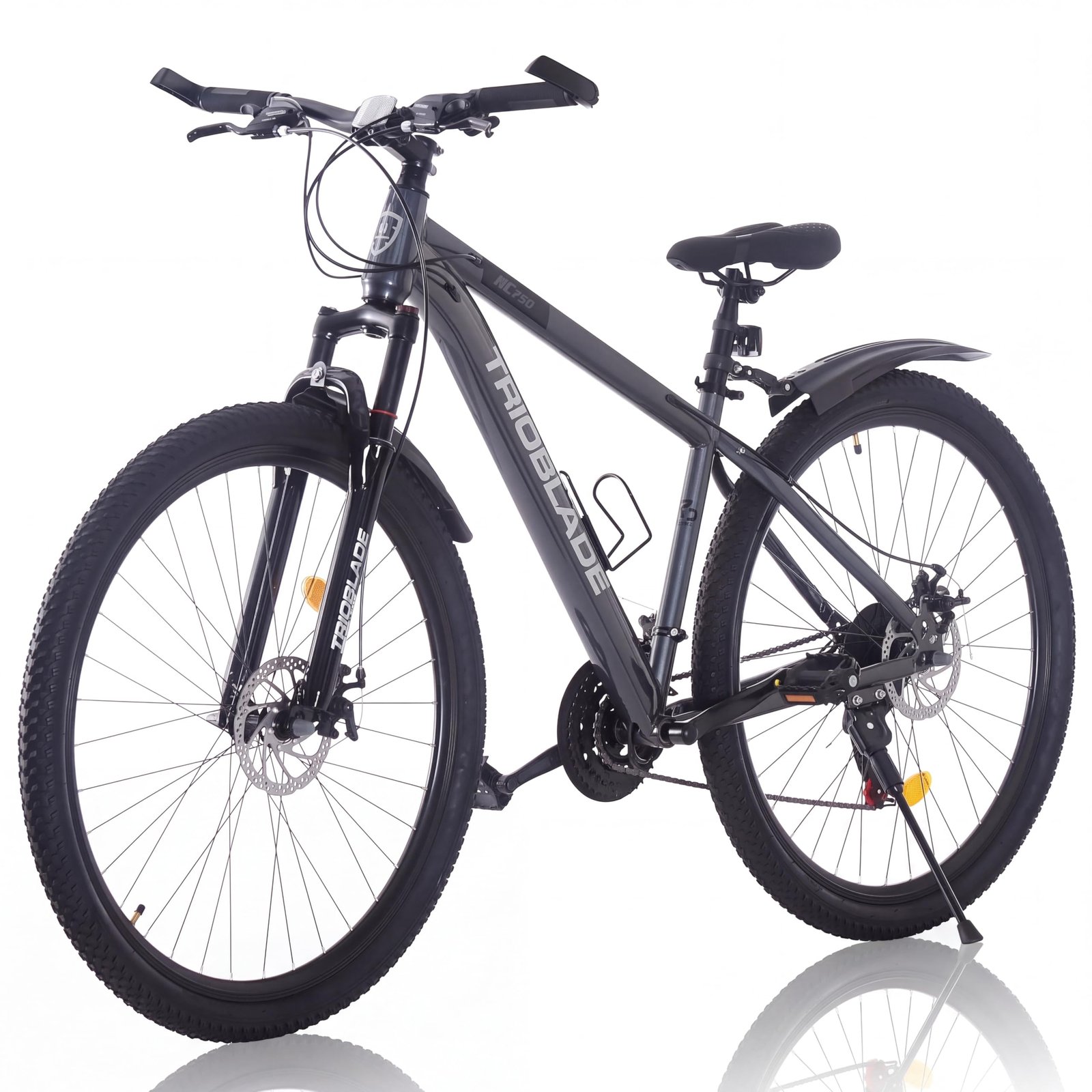 811xmDgCWvL LSBIKE Mountainbike 24/26/27.5/29 Zoll, 21 Gang Schaltung MTB Fahrrad, All-Terrain Mountain Bike mit Doppelscheibenbremse und Gabelfederung, Outdoor Fahrräder mit Wasserflaschenhalter (Grau, 24 Zoll) – Bild 1