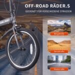 LSBIKE 20 Zoll Klappfahrrad, 7-Gang Shimano Schaltung Klappbares Fahrräder, Leichtbau-Rahmen Folding City Bike mit 20" Alufelgen, Faltbares Sport Fahrrad mit V-Bremse, Einfach zu Transportieren (Grau) – Bild 7