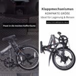 LSBIKE 20 Zoll Klappfahrrad, 7-Gang Shimano Schaltung Klappbares Fahrräder, Leichtbau-Rahmen Folding City Bike mit 20" Alufelgen, Faltbares Sport Fahrrad mit V-Bremse, Einfach zu Transportieren (Grau) – Bild 5