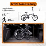 LSBIKE 20 Zoll Klappfahrrad, 7-Gang Shimano Schaltung Klappbares Fahrräder, Leichtbau-Rahmen Folding City Bike mit 20" Alufelgen, Faltbares Sport Fahrrad mit V-Bremse, Einfach zu Transportieren (Grau) – Bild 2