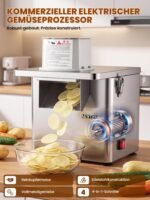 NEWTRY Elektrische Gemüseschneider 4-in-1 250W 200kg/h Gastro Edelstahl – Bild 2