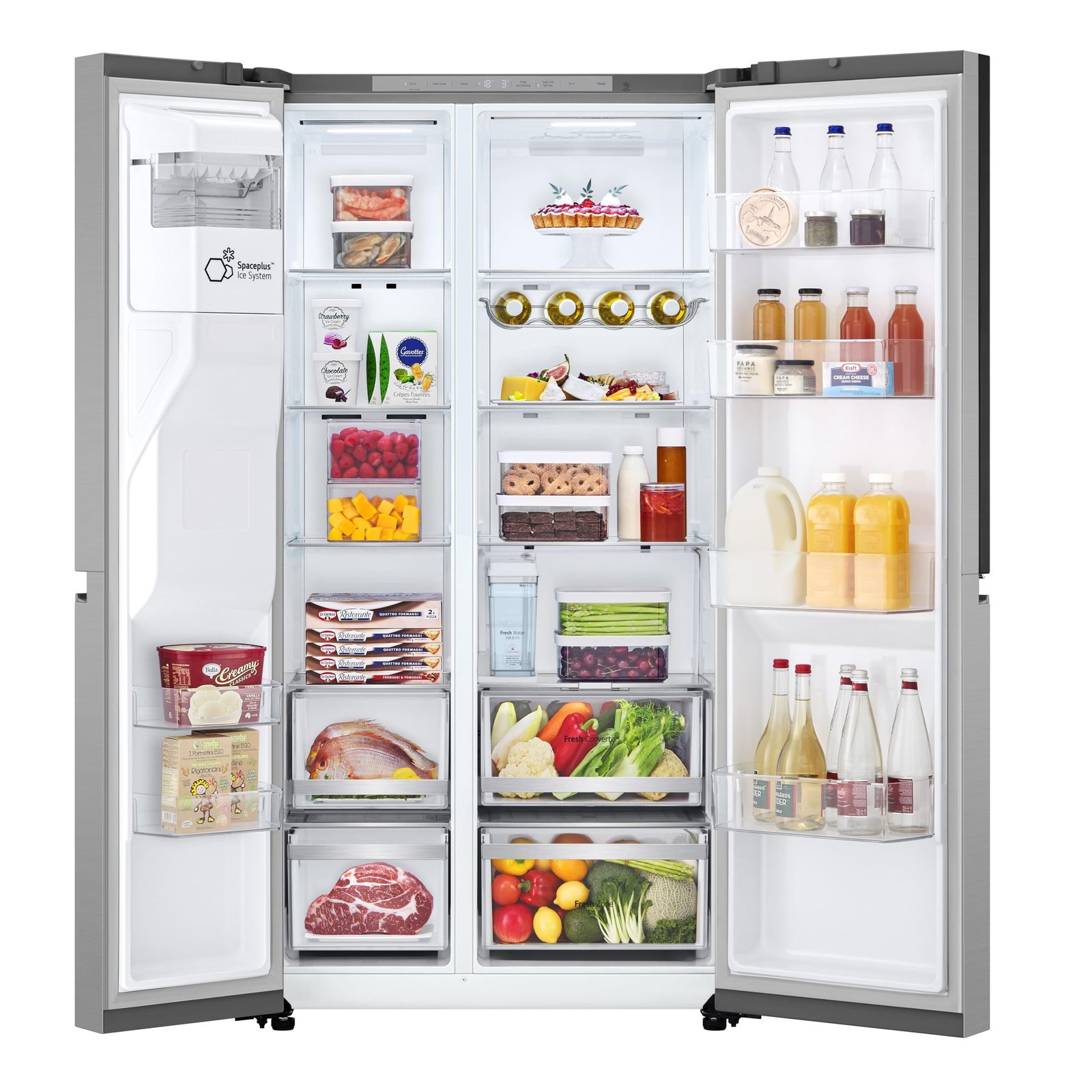 81Issh-8a4L LG GSJE81PYBD Side-by-Side Kühlschrank mit Gefrierfach (628 L, Energieklasse D) mit Eis- und Wasserspender, UVNano, DoorCooling+, Smart Inverter Compressor, Silber – Bild 1