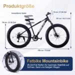 LSBIKE 26 Zoll Erwachsene Mountainbike, Männer und Frauen 7-Gang Schaltung Antriebssystem Mountainbikes, Doppelscheibenbremsen 26*4 Zoll Dicke Reifen Fahrrad, Schwere MTB Fahrräder mit Frontfederung – Bild 2