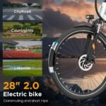 HITWAY 28" E-Bike, Elektrofahrrad Trekkingrad mit 36V 13Ah Akku, bis zu 100 km Reichweite, 250W Motor, 7-Gang, Pedelec Citybike für Damen und Herren – Bild 4