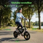 Finbike E-Bike Klapprad 14 Zoll, Elektrofahrrad mit 36V 12Ah Akku für Herren & Damen, 50KM Reichweite, 250W Motor, APP-Steuerung, Faltbares City Bike mit LED-Licht, Leicht & Kompakt für Pendler – Bild 9