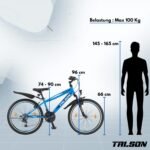 Talson 26 Zoll Mountainbike Fahrrad MIT 21-Gang Shimano, Gabelfederung & Beleuchtung Blau – Bild 4