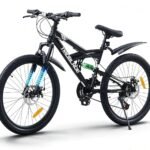 LSBIKE 24/26/27,5/29 Zoll Vollfederung Mountainbike, Fully MTB 21 Gang Schaltung,Outdoor Fahrrad mit Doppel Scheibenbremsen,Verstellbarem Ergonomischen Sitz,Für Alltag und Gelände (Schwarz, 29 Zoll)