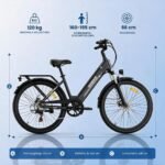 GEBIKE E Bike Damen Herren, 26 Zoll Elektrofahrrad bis zu 90 km Reichweite, 250W Motor 55 Nm, 36V 13Ah Akku, Shimano 7-Gang Schaltung,Scheibenbremsen, für Pendeln, Einkaufen und Freizeit - Grau – Bild 8
